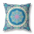 Homeroots 16 in. Jewel Indoor & Outdoor Zippered Throw Pillow Blue & Turquoise 410910